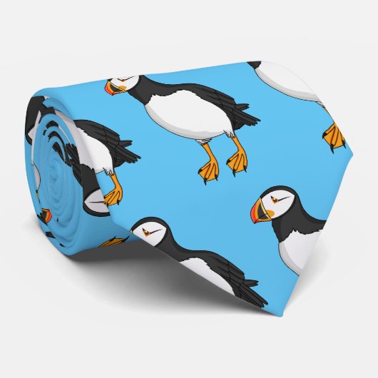 大西洋パフィンイラストレーション ネクタイ (ロール)