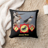 大西洋パフィン泳ぐモノグラム写真名 クッション (ブランケット)