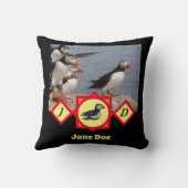 大西洋パフィン泳ぐモノグラム写真名 クッション (裏面)