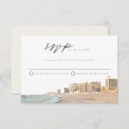 大西洋市水彩RSVPはがき 招待状 (正面/裏面)