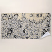 大西洋海アンティーク世界地図 ビーチタオル (正面)