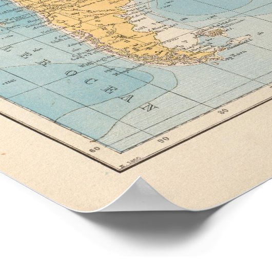 大西洋海地図 ポスター (角)