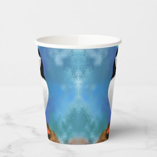 大西洋産パフィンの鳥 – ピエロ絵を描ビーク – 's 紙コップ (左)