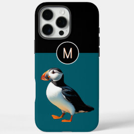 大西洋産パフィン沿岸野生生物モノグラムの鳥 iPhone 16 PRO MAXケース