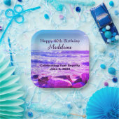 大西洋産海波の写真40th Birthday Purple ペーパープレート (パーティー)