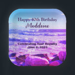 大西洋産海波の写真40th Birthday Purple ペーパープレート<br><div class="desc">これは大西洋の海の美しい写真だ。海の恋人や紫の恋人に最適。</div>