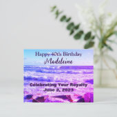 大西洋産海波の写真40th Birthday Purple ポストカード (スタンド正面)