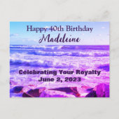 大西洋産海波の写真40th Birthday Purple ポストカード (正面)