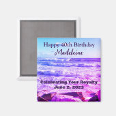 大西洋産海波の写真40th Birthday Purple マグネット (正面/裏面)