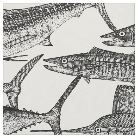 大西洋魚白黒 ファブリック (見本)
