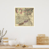 大西洋・太平洋鉄道の地図1873 ポスター (キッチン)