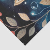 大規模なウッドランドフォレストキツネと花模様の切り離し 薄葉紙 (詳細)