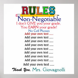 大規模なバージョンの先生教室の規則ポスター ポスター