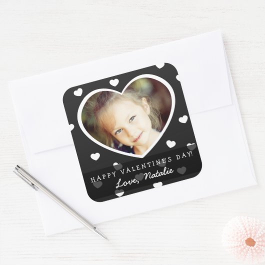 大規模なパーソナライズされたバレンタイン写真シール スクエアシール (封筒)