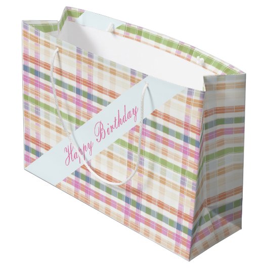 大規模なプレイド誕生日ギフト – バッグ ラージペーパーバッグ (裏面アングル)