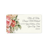 大規模な差出人住所エレガントヴィンテージ赤面バラ ラベル (正面)