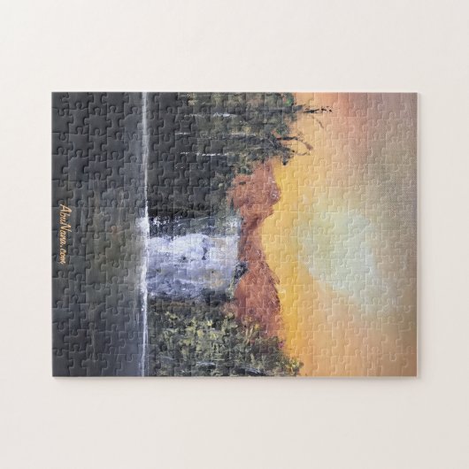 大規模な滝、山絵画のジグソーパズル ジグソーパズル (横)