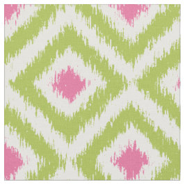大規模の緑およびピンクのイカットのダイヤモンドパターン ファブリック