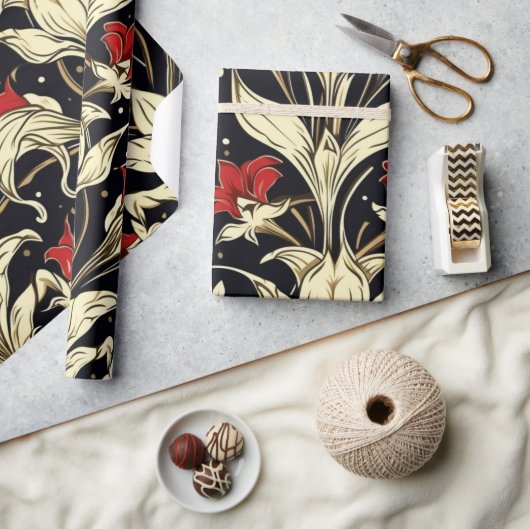 大規模花柄ラッピング紙 ラッピングペーパー (クラフト)