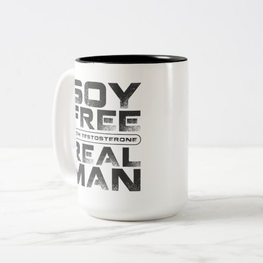 大豆の自由で高いテストステロンの実質の人、おもしろいなビーガン ツートーンマグカップ (正面左)