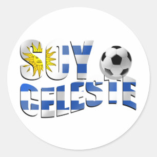 大豆のCelesteウルグアイの旗のFutbolのサッカーボールのロゴ ラウンドシール