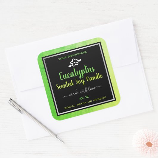 大豆エレガントキャンドル製品包装グリーンブラック スクエアシール (封筒)