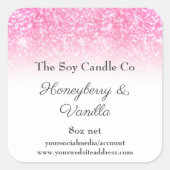 大豆キャンドルピパーソナライズされたンクグリッター3インチ スクエアシール (正面)