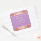 大豆キャンドル包装ラベルバラ金ゴールドと薄紫 スクエアシール (封筒)