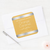 大豆キャンドル包装ラベル銀オレンジキャラメル スクエアシール (封筒)