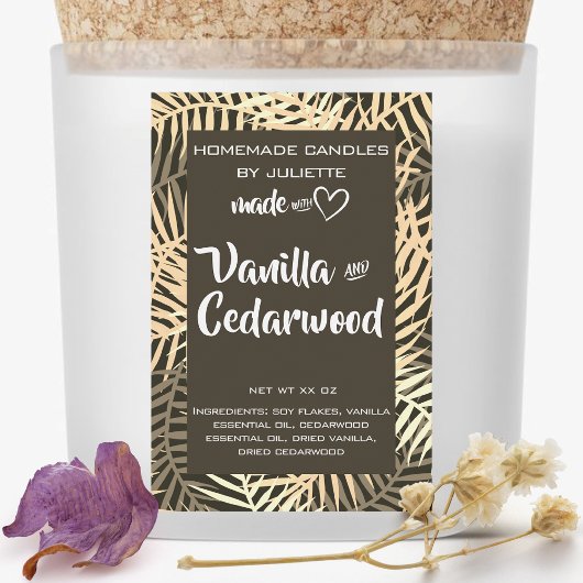 大豆キャンドル熱帯葉産の茶色の葉包装 フードラベル