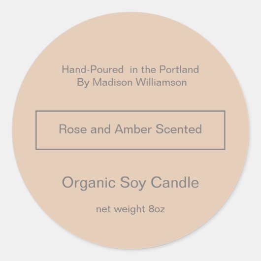 大豆キャンドル |シンプル赤面とグレー ラウンドシール (正面)