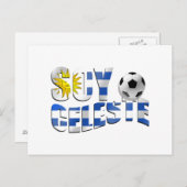 大豆セレストウルグアイ国旗のフツボルサッカーボールのロゴ ポストカード (正面/裏面)