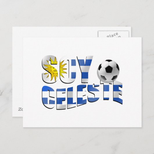 大豆セレストウルグアイ国旗のフツボルサッカーボールのロゴ ポストカード (正面/裏面)
