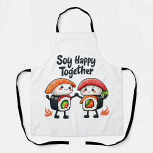 大豆ハッピーズすしかわいい食日本の品 エプロン