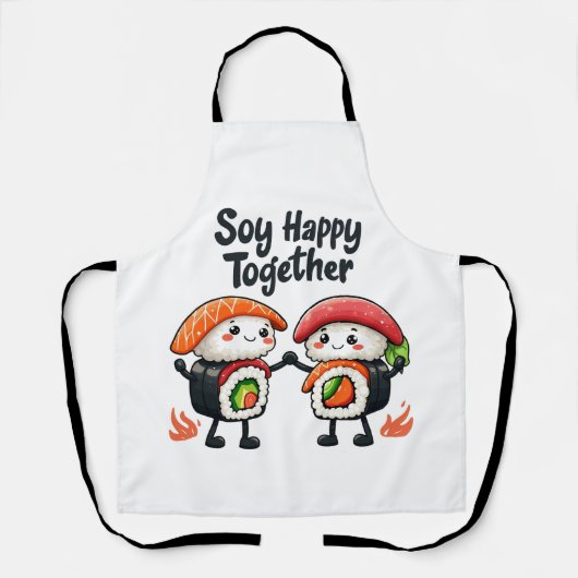 大豆ハッピーズすしかわいい食日本の品 エプロン (正面)