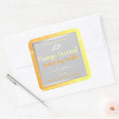 大豆モダンろうそく包装ラベルオレンジ灰色 スクエアシール (封筒)