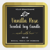 大豆モダンろうそく包装ラベル金ゴールドと黒 スクエアシール (正面)