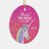 大賛美姉ユニコーンピンクグリッターモノグラム セラミックオーナメント (右)