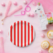 大赤と白きいサイズストライプの数 ペーパープレート (パーティー)