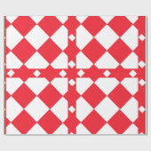 大赤と白きい格子縞のひし形 ラッピングペーパー (フラット)
