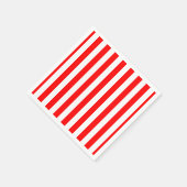 大赤と白形の垂直ストライプ紙 スタンダードカクテルナプキン (角)