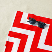 大赤と白形の斜め山形ストライプ ビーチタオル (インサイチュ)