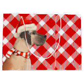 大赤と白犬のクリスマスとプレイド ラージペーパーバッグ (裏面)