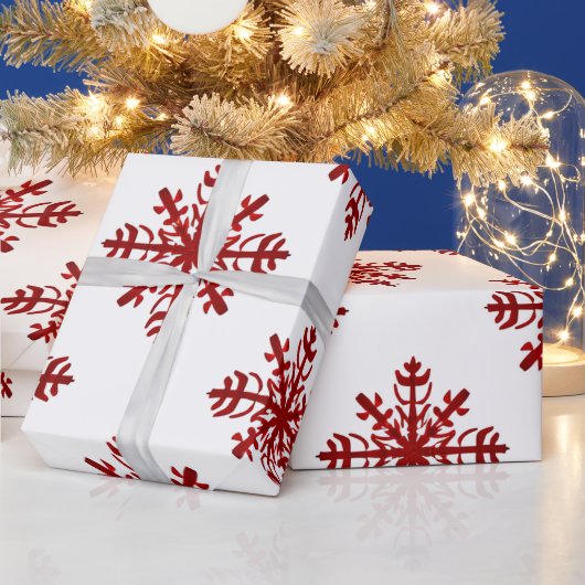 大赤と白雪の結晶のクリモダンスマス ラッピングペーパー (クリスマス)