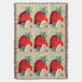 大赤出血ハートヴィンテージバレンタインポストカード スローブランケット (正面縦)