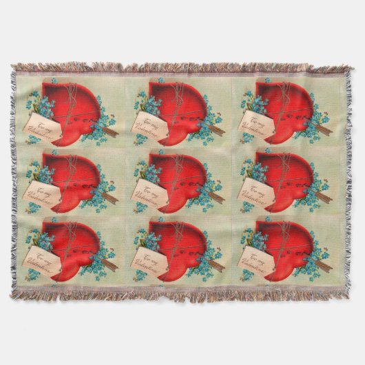 大赤出血ハートヴィンテージバレンタインポストカード スローブランケット (正面)