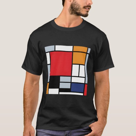 大赤色モンドリアンを有するピート飛行機組成モダン物 Tシャツ (正面)