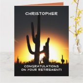 大退職おめでとう，ジャンボ，佐久太郎 カード (黄色い花)