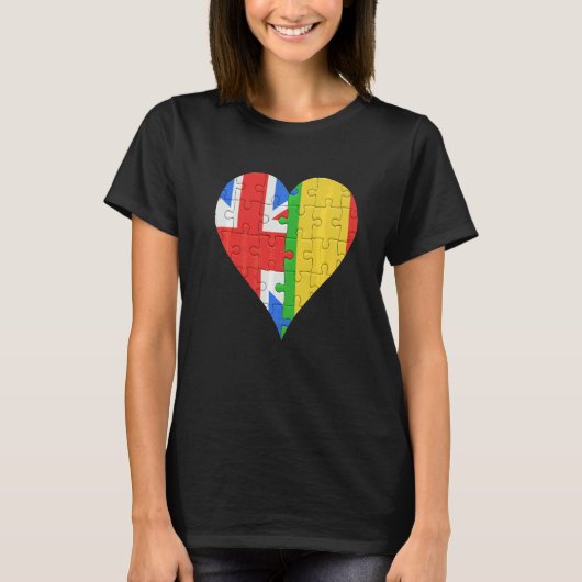 大連国旗のハート Tシャツ (正面)