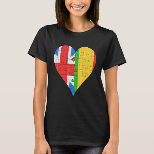 大連国旗のハート Tシャツ (正面)